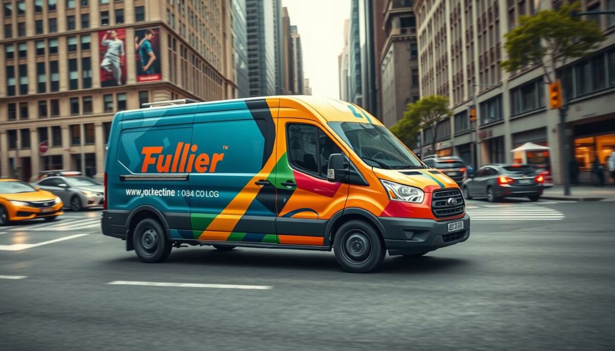 Mobile Werbefläche auf Unternehmensfahrzeugen im Straßenverkehr